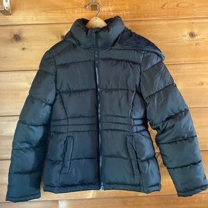 Girls Hooded Puffer Jacket - Black Size 10-12 Winter